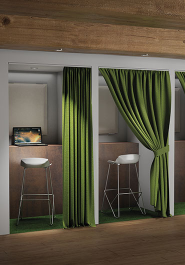 Snowcurtains Caimi verdi in ambiente hospitality