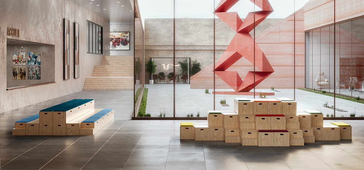 KUB, une collection de gradins au design modulaire simple- Boln