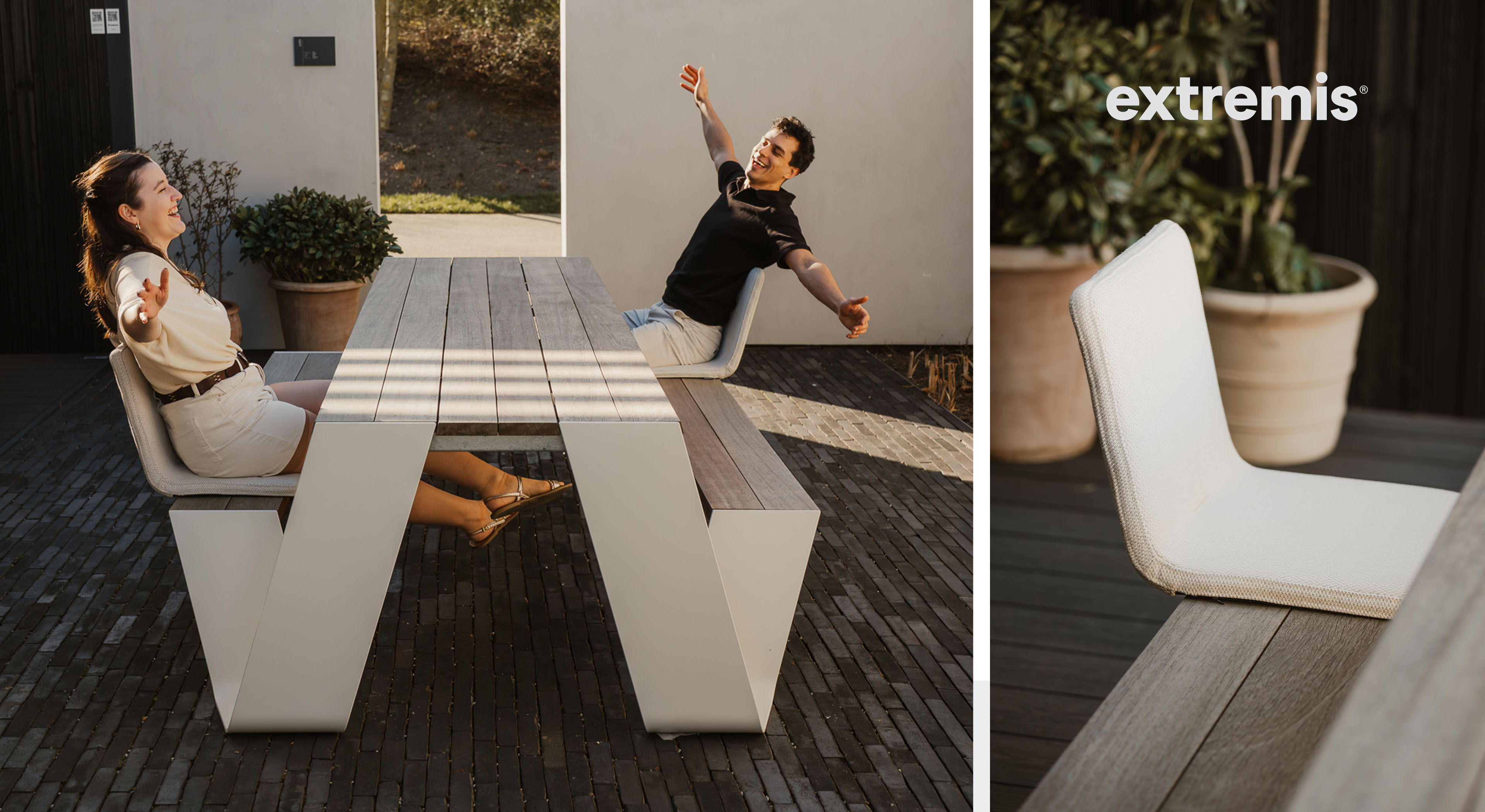 Outdoor table with integrated seating, Hopper evolves with BYOS